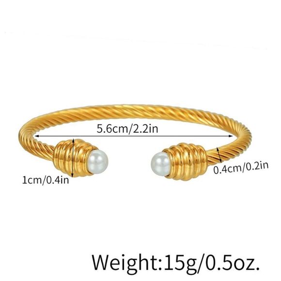 Twisted Cable Cuff Open Bangle Silver Pink - Picture 3 of 3